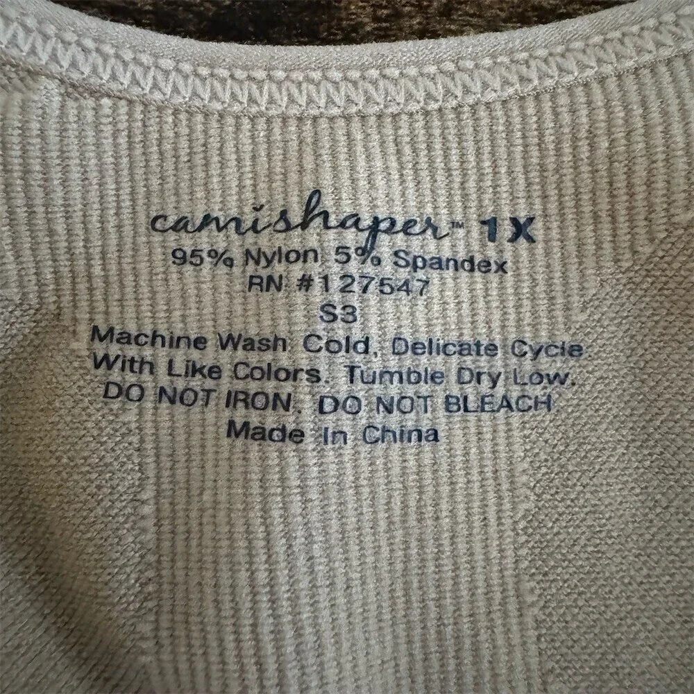 Camishaper Shapewear Cami Tank Size 1X Beige Tummy Control Built-In Bra